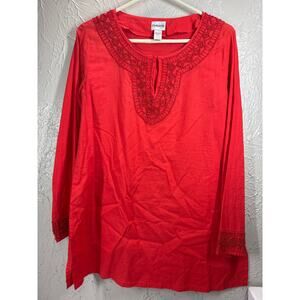 Chico's Embellished Beaded‎ Tunic 100% Cotton Vintage BOHO Size 1 M/8